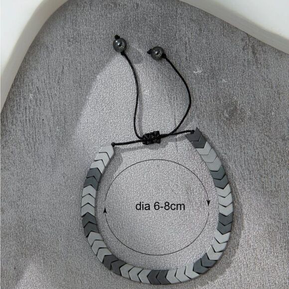 Black Agate Splicing Design Adjustable Retro Style Bracelet - Picture 3 of 9